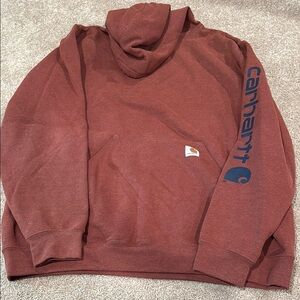 Carhartt Rust Hoodie with Logo Sleeve